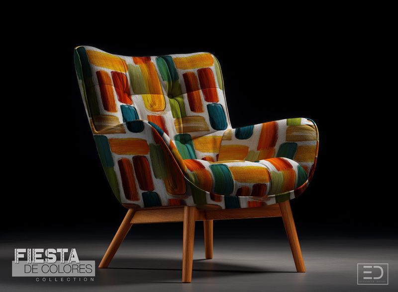Campo Libre Abstract Block Fabric | Orange, Teal & Olive | Fiesta de Colores Collection