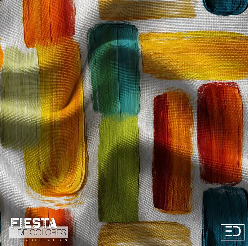 Campo Libre Abstract Block Fabric | Orange, Teal & Olive | Fiesta de Colores Collection Campo Libre Abstract Block Fabric | Orange, Teal & Olive | Fiesta de Colores Collection