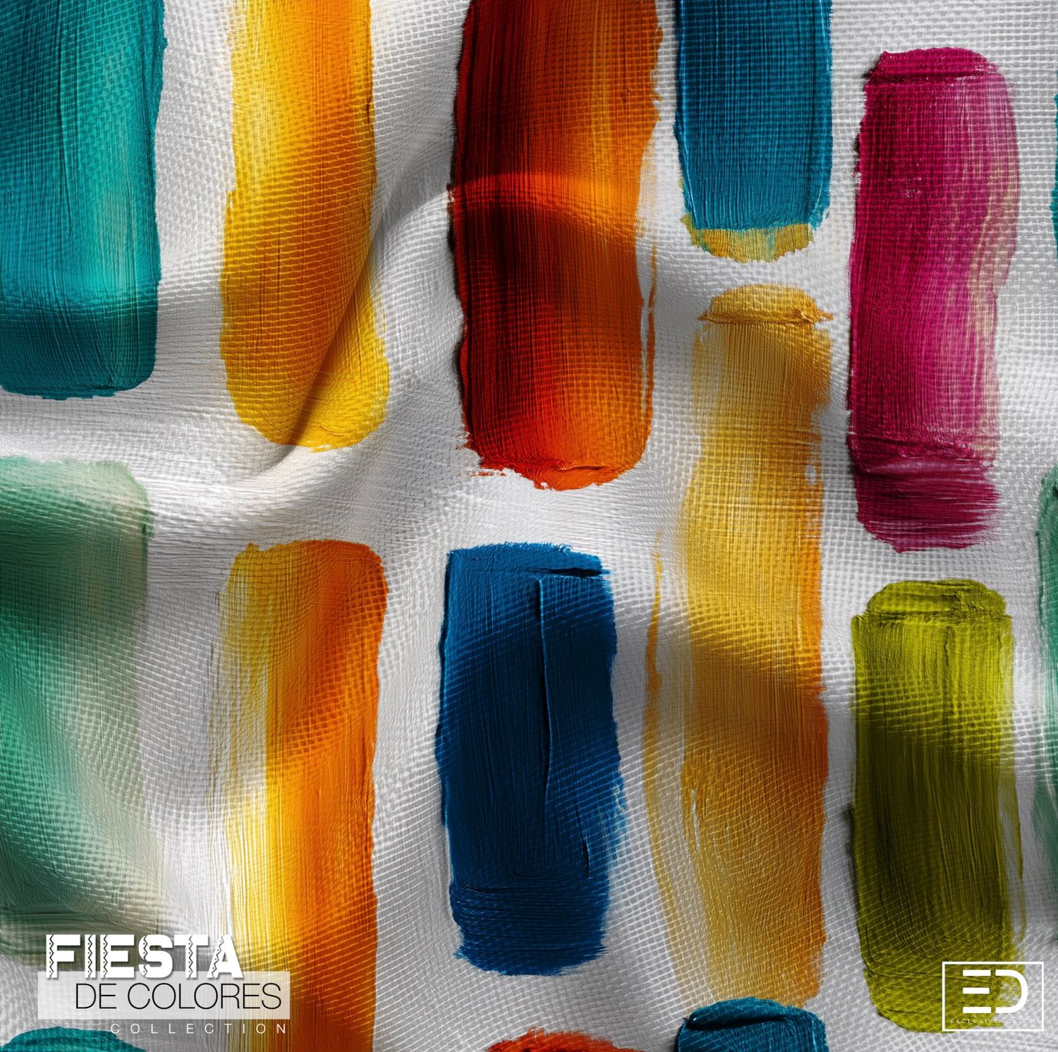 Mercado Abstract Block Fabric | Orange, Teal &amp; Magenta | Fiesta de Colores Collection