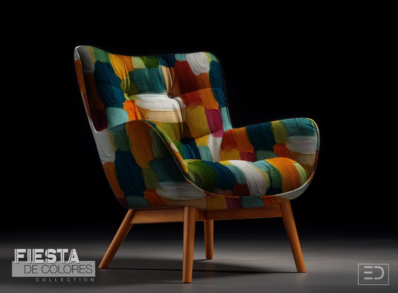 Tejido Abstract Block Fabric | Teal, Navy & Orange | Fiesta de Colores Collection