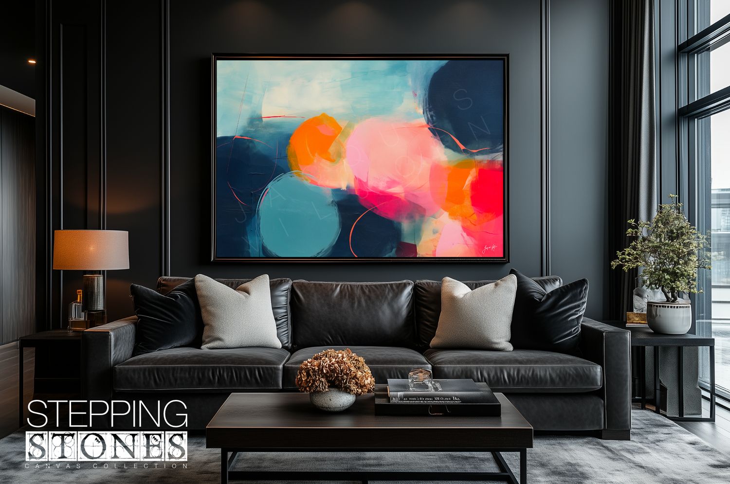 The Letting Go | Teal and Blush | Abstract Stepping Stones Collection