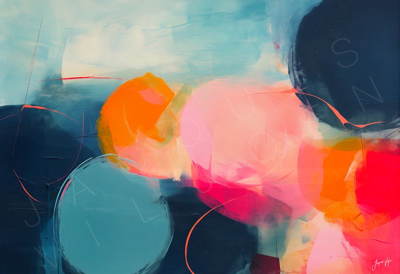 The Letting Go | Teal and Blush | Abstract Stepping Stones Collection