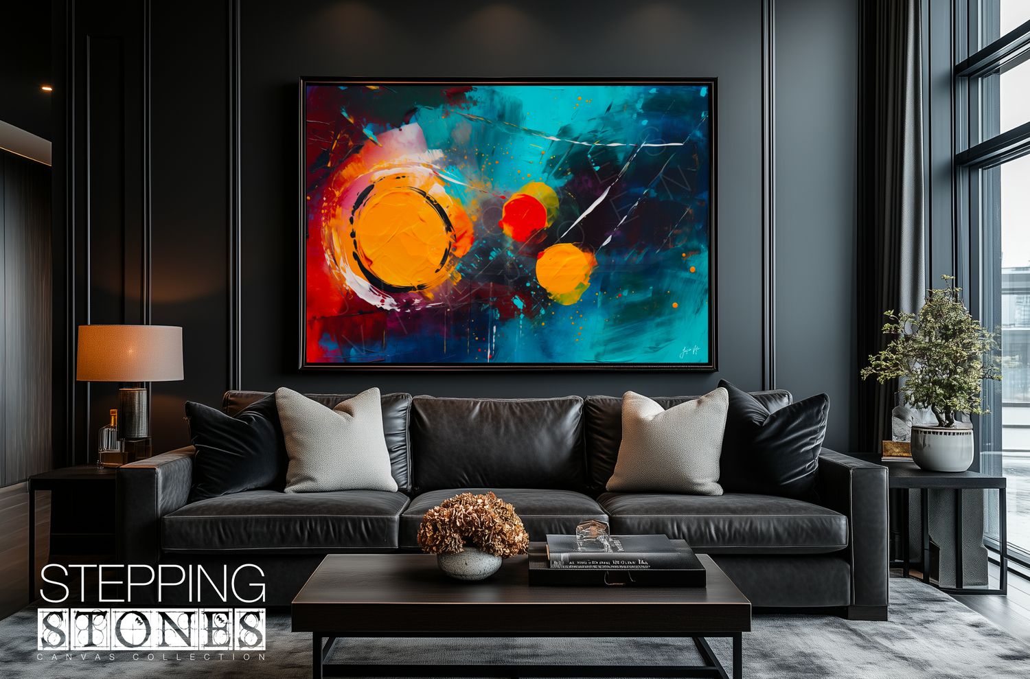 The Turning Point | Teal and Gold | Abstract Stepping Stones Collection