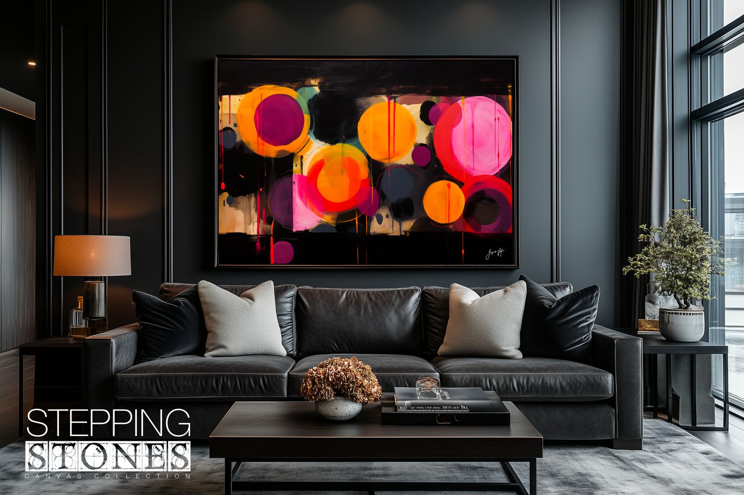The Awakening | Magenta and Black | Abstract Stepping Stones Collection