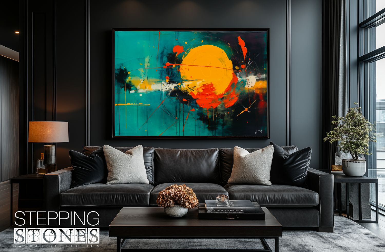 The Reckoning | Teal and Amber | Abstract Stepping Stones Collection