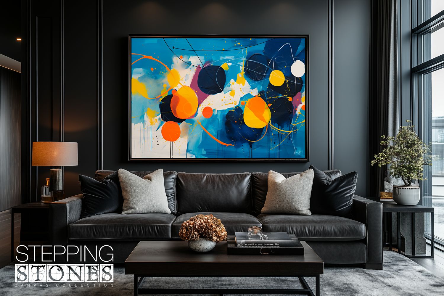 The Shift | Blue and Gold | Abstract Stepping Stones Collection