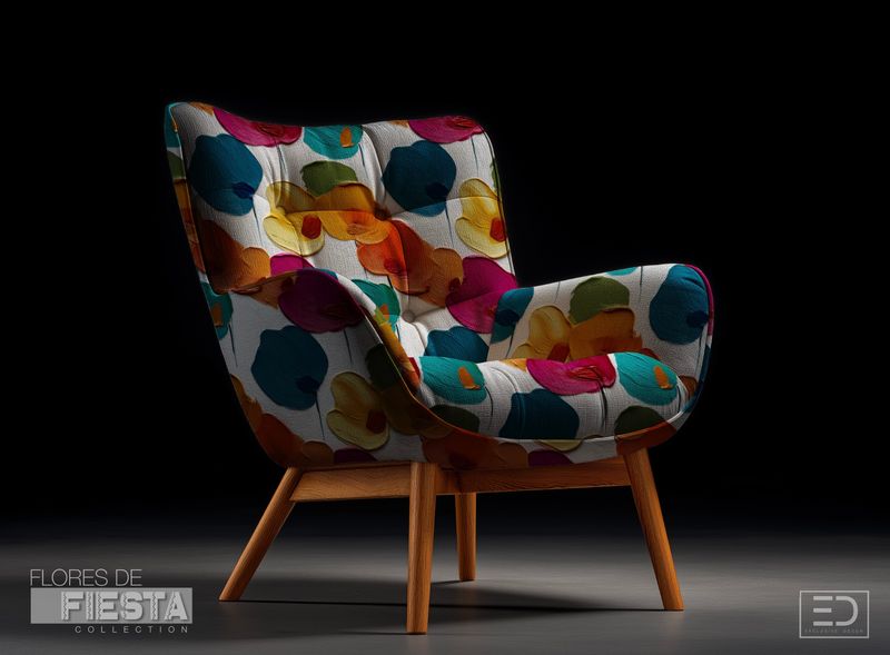 Flores Llenas Floral Fabric | Teal, Burnt Orange &amp; Magenta | Flores de Fiesta Collection