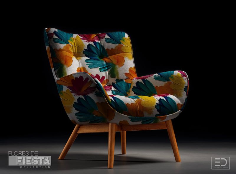 Las Margaritas Floral Fabric | Navy, Teal &amp; Warm Amber | Flores de Fiesta Collection