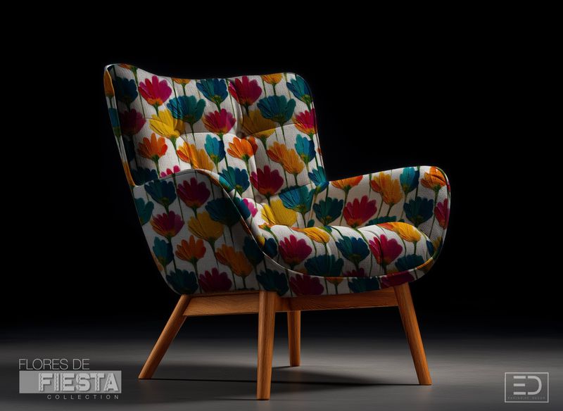 Jardín en Fila Floral Fabric | Orange, Magenta &amp; Teal | Flores de Fiesta Collection