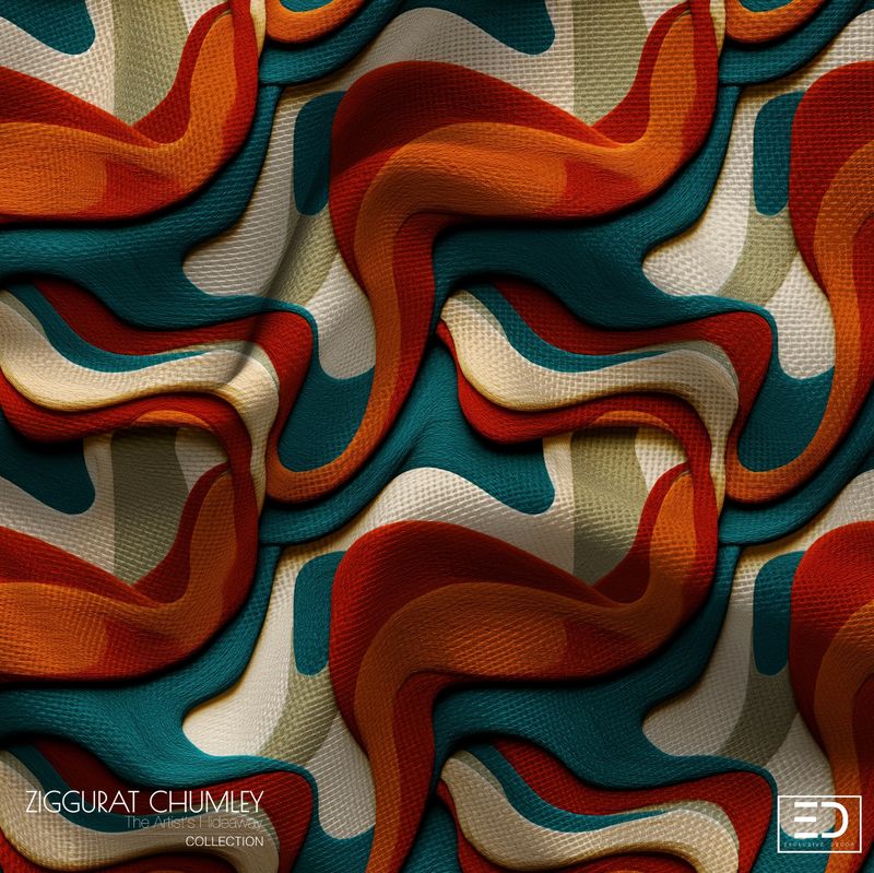 The 86 Art Deco Era Fabric: Rust, Teal & Sage Wave | Ziggurat Chumley Collection The 86 Art Deco Era Fabric: Rust, Teal & Sage Wave | Ziggurat Chumley Collection