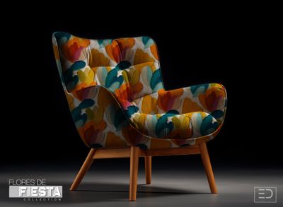 Flor Abierta Floral Fabric | Warm Amber, Teal &amp; Burnt Orange | Flores de Fiesta Collection