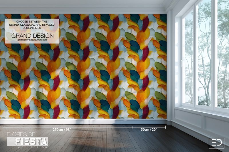 Plumas Abstract Foxglove Fabric | Warm Amber, Teal &amp; Burnt Orange | Flores de Fiesta Collection