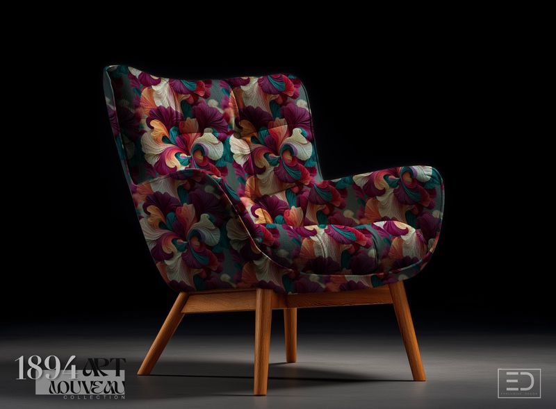 The Bloom Unfolds Art Nouveau Fabric | Deep Teal, Amethyst &amp; Rose | Deep into a Dark Bloom Collection