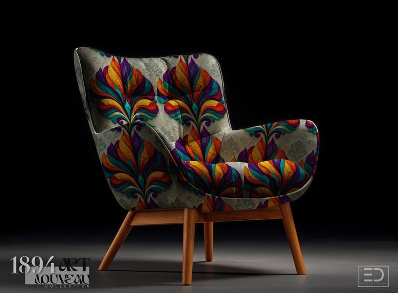The Transept's Hidden Bloom Fabric | Teal, Amber &amp; Deep Purple | Cathedral Glass Collection