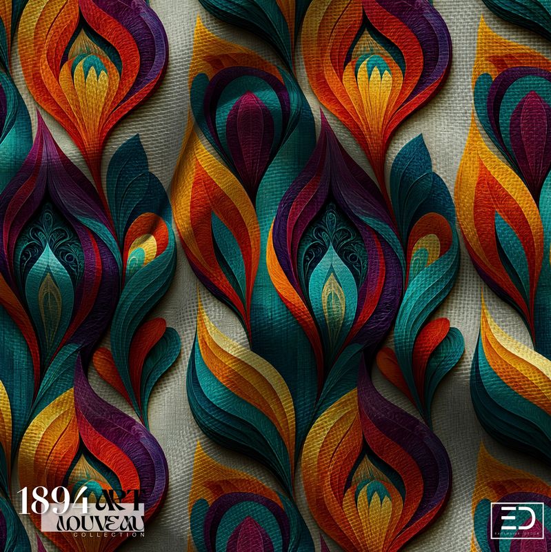 Light Through the Lancet Fabric | Olive, Teal &amp; Burnt Orange | Cathedral Glass Collection