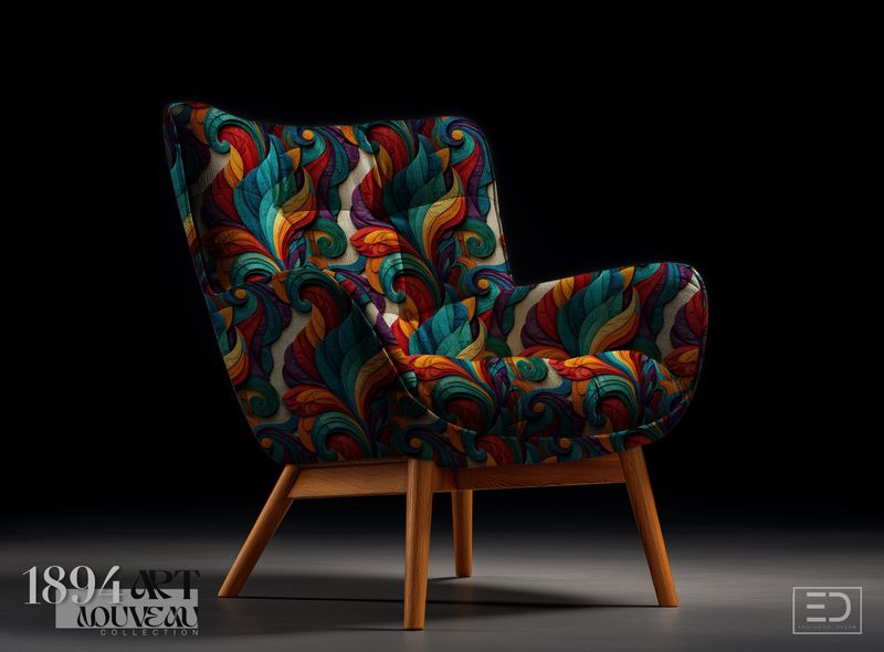 The Finial's Flame Fabric | Teal, Burnt Orange &amp; Deep Red | Cathedral Glass Collection