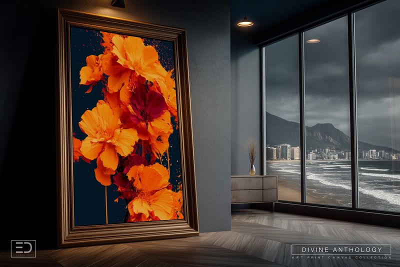 Cosmos at Full Saturation, Rich Saffron and Magenta, Original Art Canvas Print