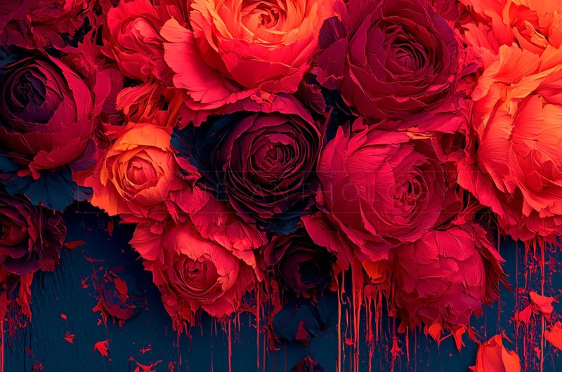 Roses Running Wild, Brick Red and Antique Honey, Original Art Canvas Print