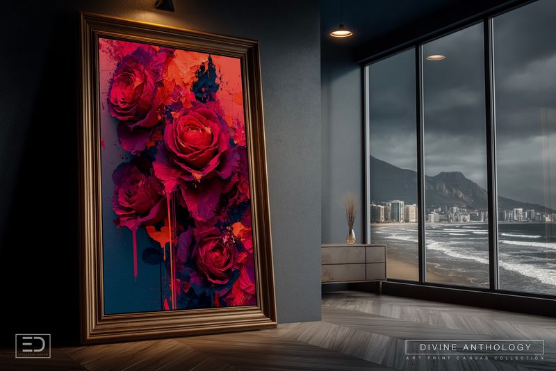 Roses at First Light, Wine and Blush, Original Art Canvas Print