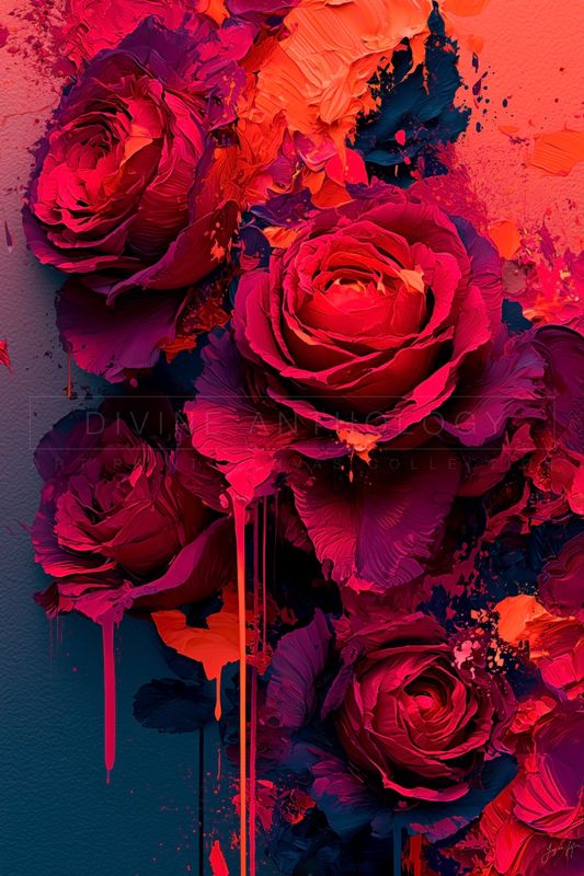 Roses at First Light, Wine and Blush, Original Art Canvas Print