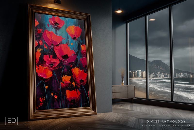 Cosmos in Full Colour, Magenta and Vermilion, Original Art Canvas Print