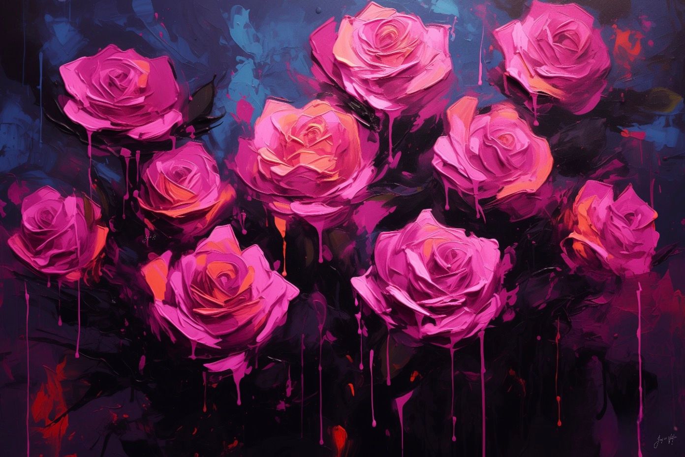 The Pink That Keeps No Secrets. Original Abstract Floral Impasto Art Canvas Print