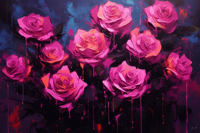 The Pink That Keeps No Secrets. Original Abstract Floral Impasto Art Canvas Print
