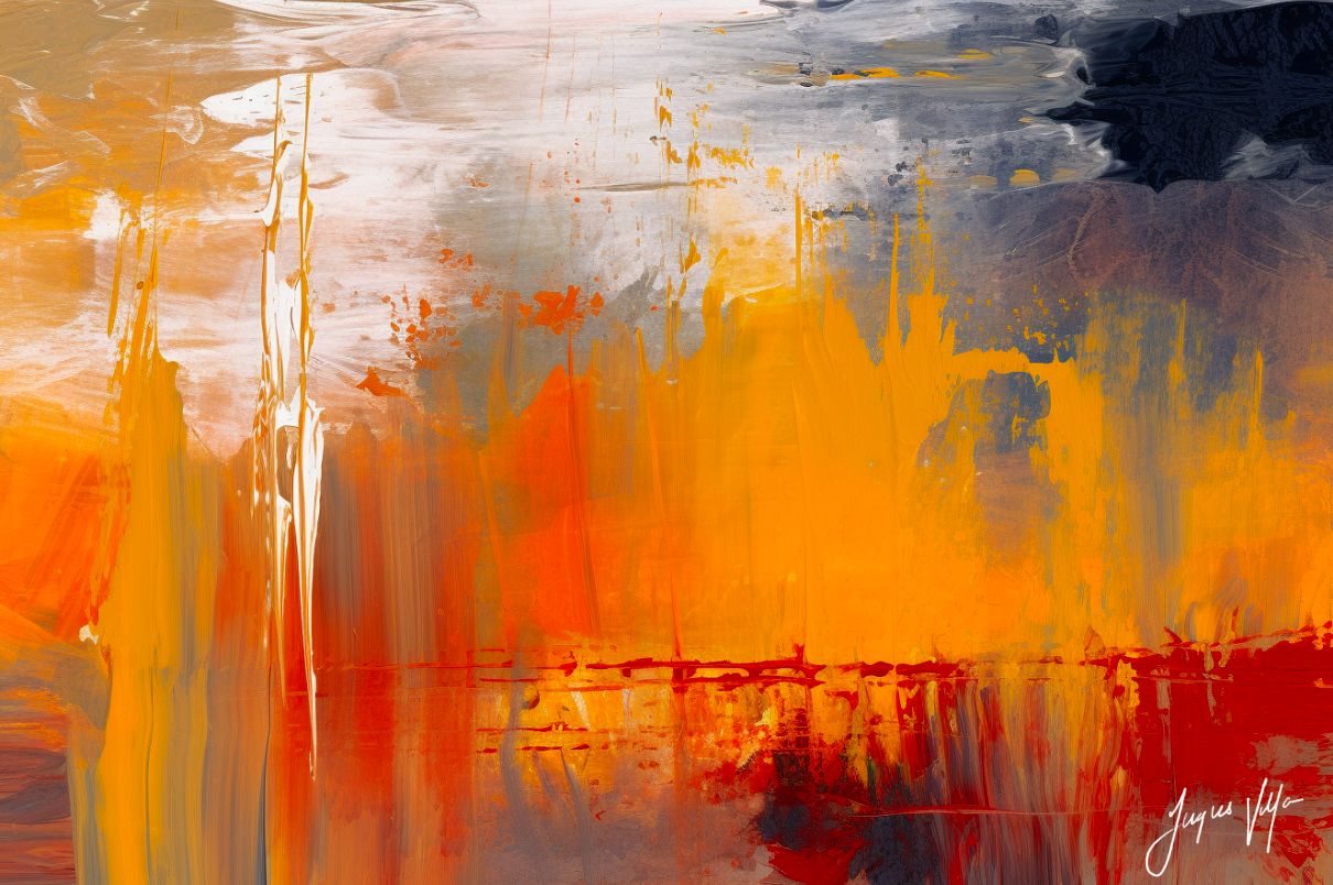 The Fire That Followed the Rain. Original Abstract Impasto Art Canvas Print