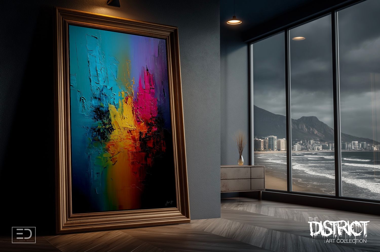 The District After Midnight on Fifth, Teal and Magenta Skyline Art Print