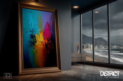 The District After Midnight on Fifth, Teal and Magenta Skyline Art Print