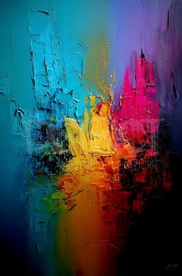 The District After Midnight on Fifth, Teal and Magenta Skyline Art Print
