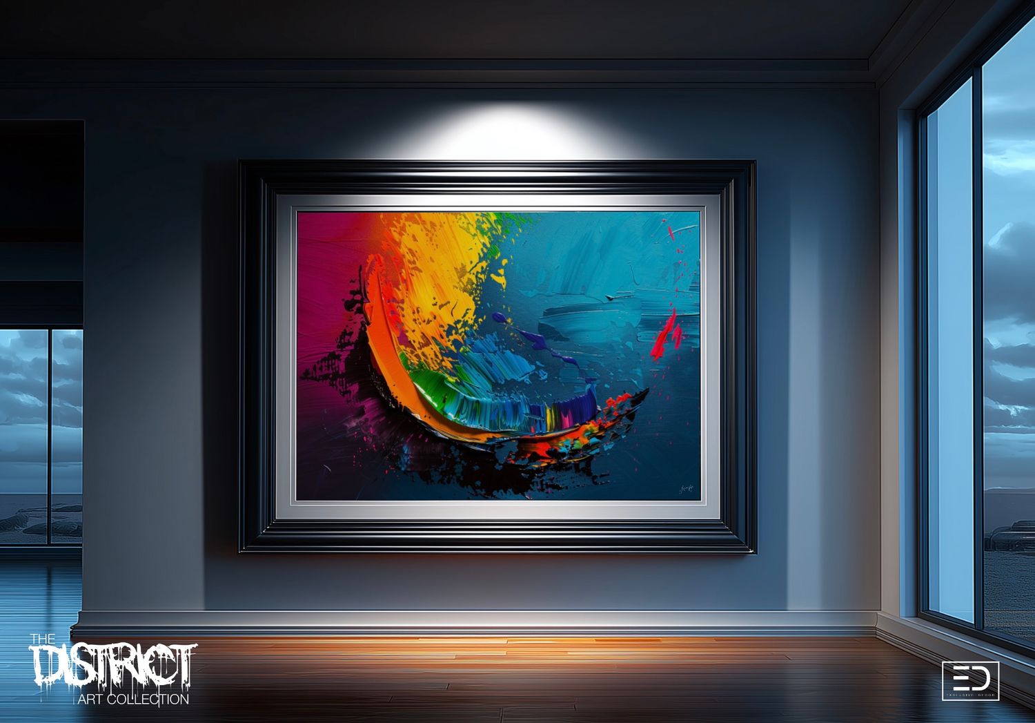 The District Sweep, Magenta and Teal Abstract Original Art Print