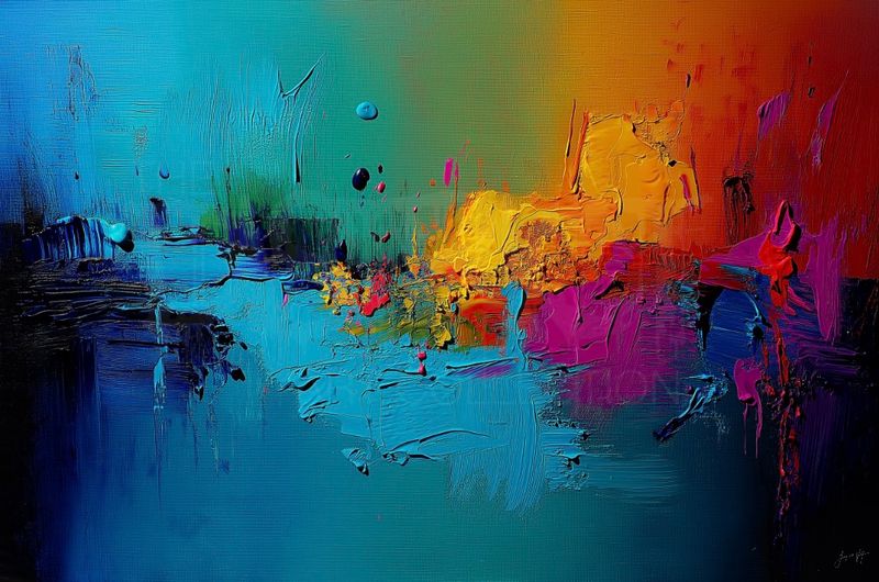 The District High Season, Teal and Magenta Abstract Original Art Print