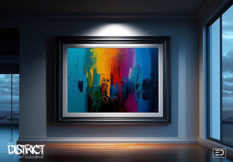 The District Block, Teal and Magenta Geometric Original Art Print