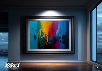 The District Block, Teal and Magenta Geometric Original Art Print