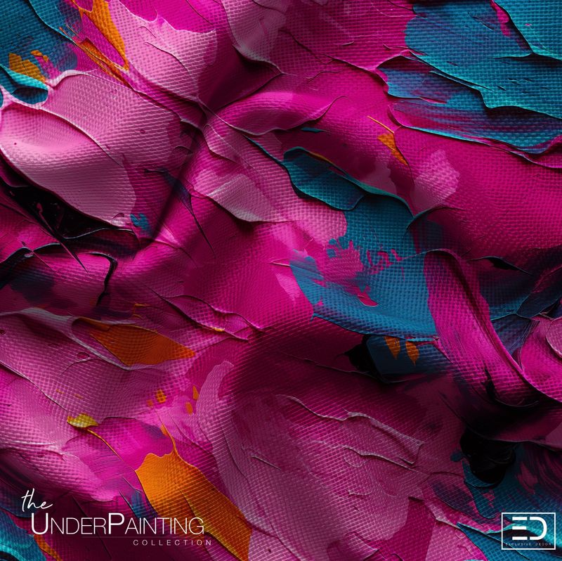 Midnight Undertow Abstract Fabric: Magenta, Teal &amp; Burnt Orange | The Underpainting Collection