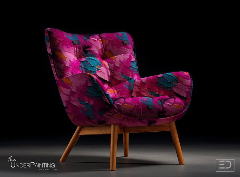 Midnight Undertow Abstract Fabric: Magenta, Teal &amp; Burnt Orange | The Underpainting Collection