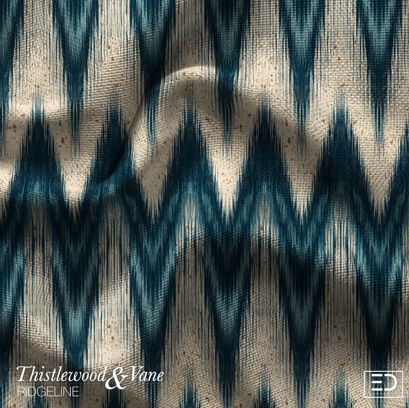 Drift Ikat Chevron Fabric: Navy, Light Blue & Cream | Ridgeline Collection Drift Ikat Chevron Fabric: Navy, Light Blue & Cream | Ridgeline Collection