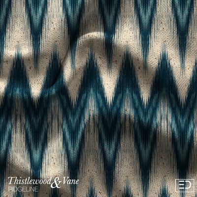 Drift Ikat Chevron Fabric: Navy, Light Blue & Cream | Ridgeline Collection Drift Ikat Chevron Fabric: Navy, Light Blue & Cream | Ridgeline Collection