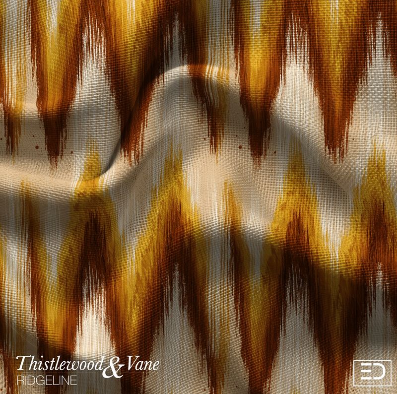 Scorch Ikat Chevron Fabric: Rust, Mustard & Chocolate Brown | Ridgeline Collection Scorch Ikat Chevron Fabric: Rust, Mustard & Chocolate Brown | Ridgeline Collection