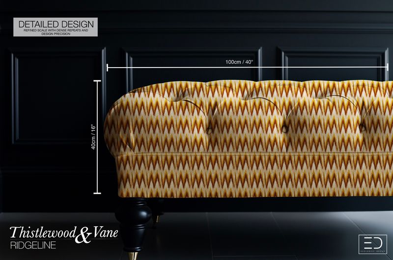 Scorch Ikat Chevron Fabric: Rust, Mustard & Chocolate Brown | Ridgeline Collection