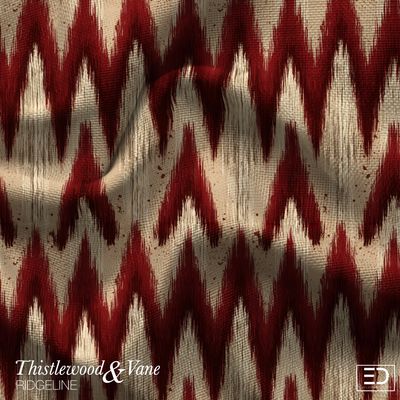 Bramble Ikat Chevron Fabric: Deep Red, Rust &amp; Cream | Ridgeline Collection