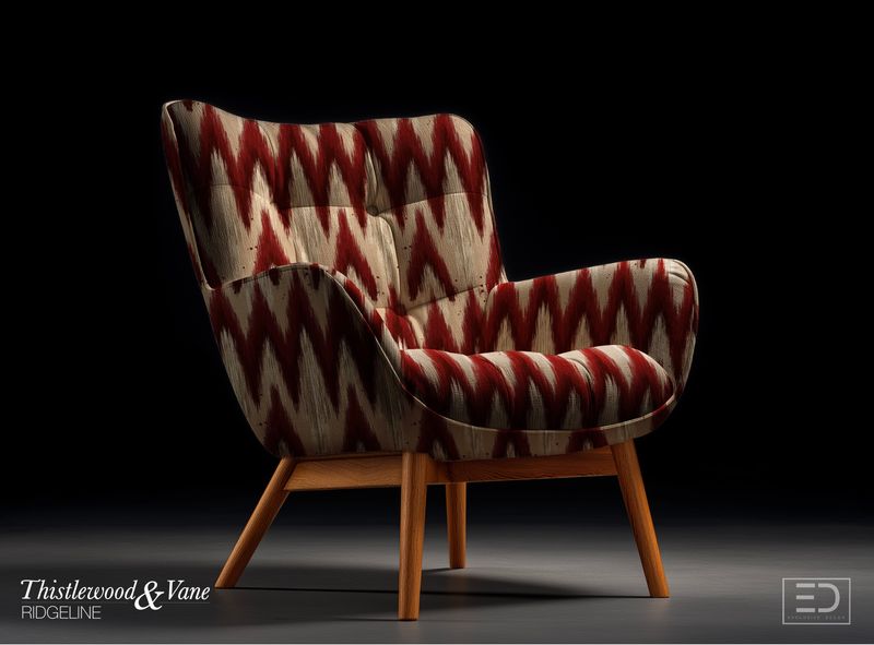 Bramble Ikat Chevron Fabric: Deep Red, Rust & Cream | Ridgeline Collection