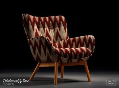 Bramble Ikat Chevron Fabric: Deep Red, Rust &amp; Cream | Ridgeline Collection