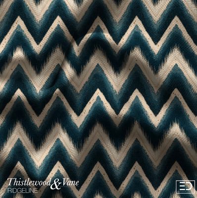 Tidal Ikat Chevron Fabric: Navy, Teal & Cream | Ridgeline Collection Tidal Ikat Chevron Fabric: Navy, Teal & Cream | Ridgeline Collection