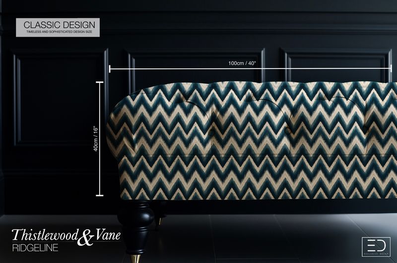 Tidal Ikat Chevron Fabric: Navy, Teal & Cream | Ridgeline Collection