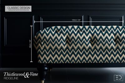 Tidal Ikat Chevron Fabric: Navy, Teal & Cream | Ridgeline Collection