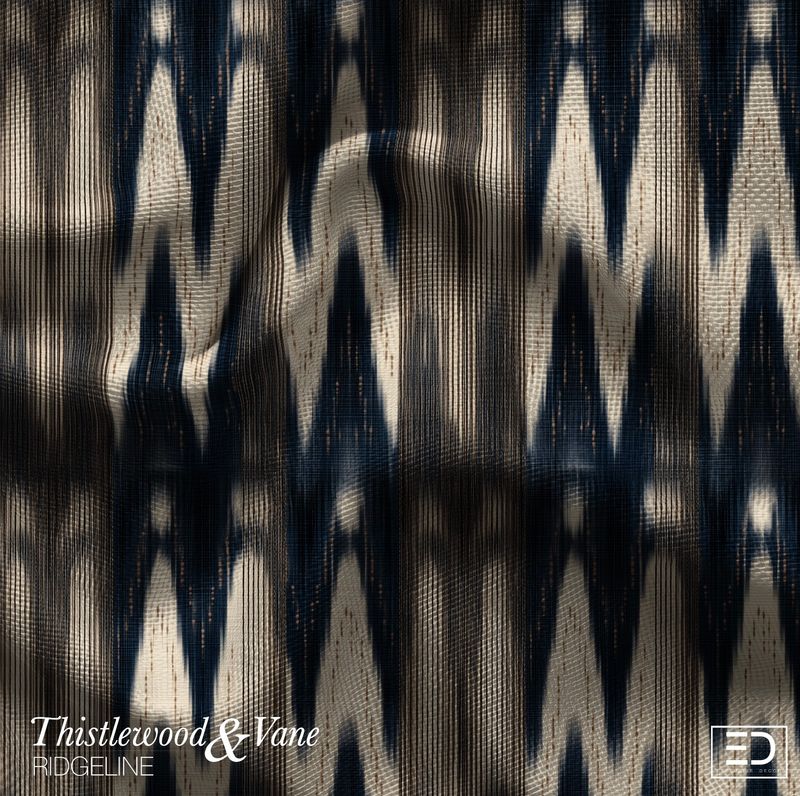 Current Ikat Chevron Fabric: Charcoal, Navy & Cream | Ridgeline Collection Current Ikat Chevron Fabric: Charcoal, Navy & Cream | Ridgeline Collection