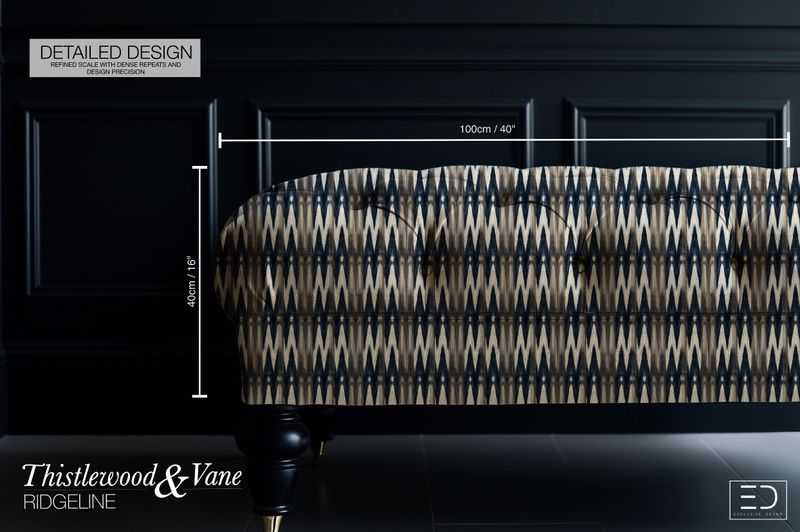 Current Ikat Chevron Fabric: Charcoal, Navy & Cream | Ridgeline Collection