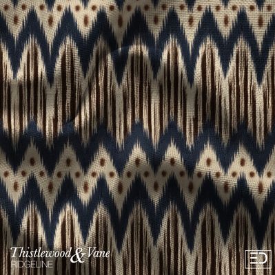 Thicket Ikat Chevron Fabric: Navy, Chocolate Brown & Cream | Ridgeline Collection Thicket Ikat Chevron Fabric: Navy, Chocolate Brown & Cream | Ridgeline Collection